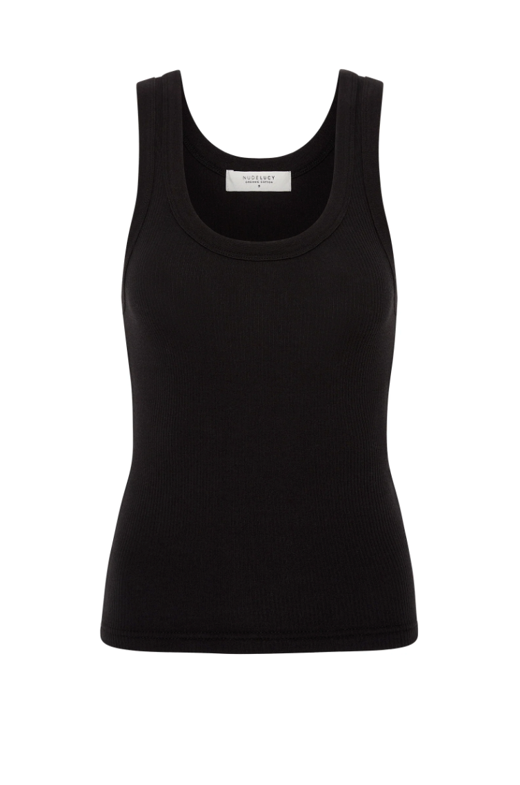 Organic Rib Singlet - Black